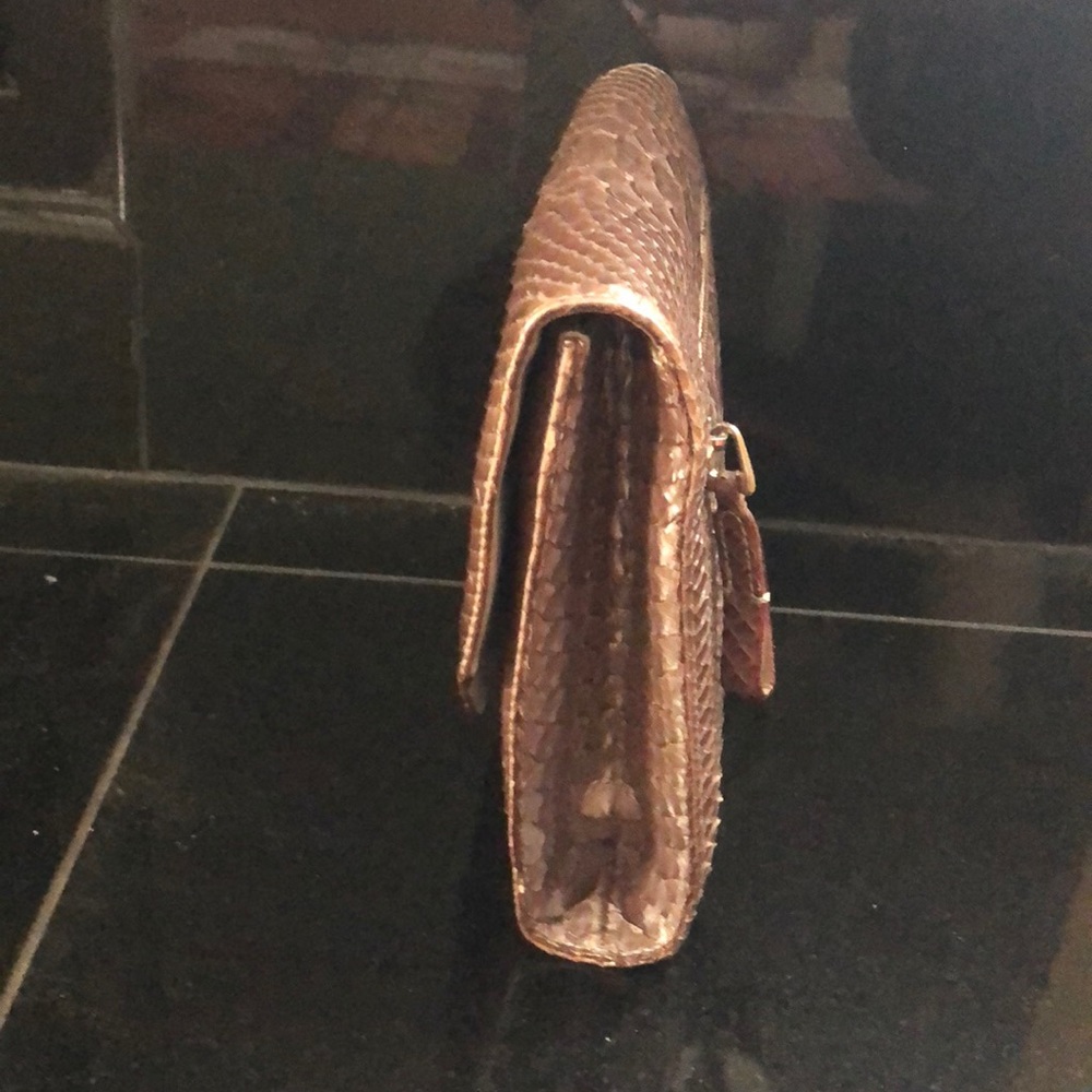 Python Metallic Clutch W/ Strap - image 4